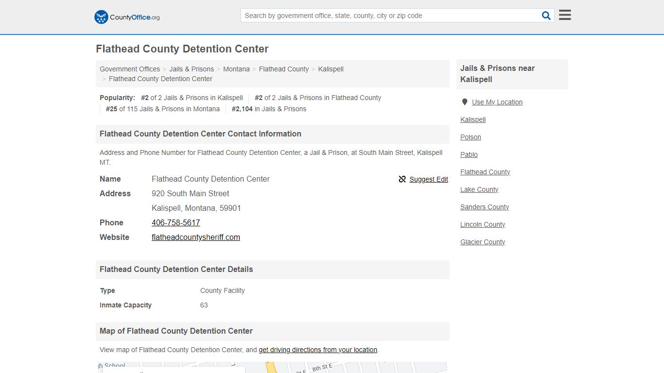 Flathead County Detention Center - Kalispell, MT (Address and Phone)