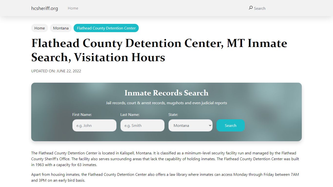 Flathead County Detention Center - Hendricks County Sheriff’s Office ...